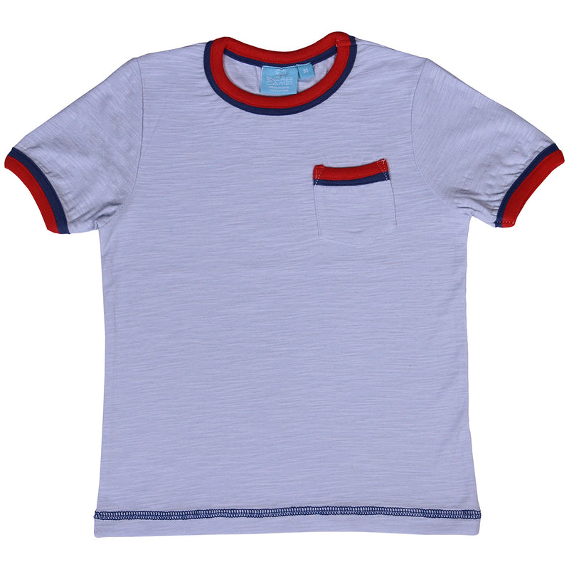 Misty Blue Tee With Red BearCamp Kids clothing brand kidsbal boys clothing boutique boys fashion
