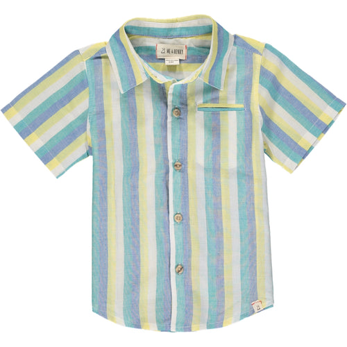 Boys Clothing Yellow & Blue-Green Stripe Button Up  Me & Henry kids branded clothes Kidsbal boys boutique clothing boys fashion