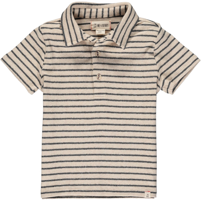 Polo Shirt Kids Boys Clothes, Beige and Gray Stripe Polo Me & Henry kids branded clothes Kidsbal boys boutique clothing boys fashion