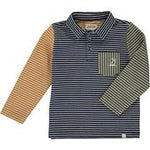 Navy Multi Stripe Polo Long Sleeve Me & Henry Kids Clothing Brand Kidsbal Boys Clothing Boutique